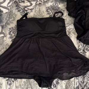 Black Swimsuit Skirt Bottoms with Built-In Brief